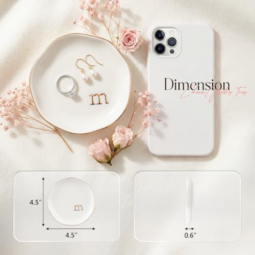Initial M Ceramic Jewelry Tray - Personalized White Trinket Dish