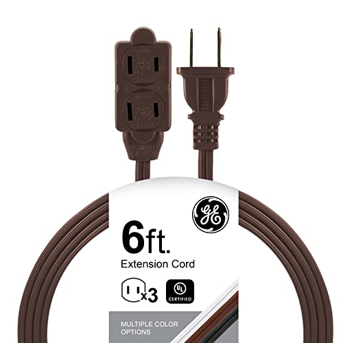 GE 3-Outlet Extension Cord 6 Ft - Brown Power Strip