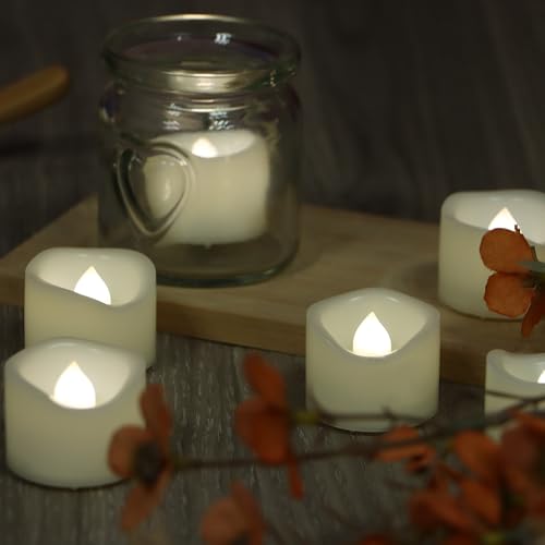 12-Pack LED Flameless Votive Candles - Battery Operated White Tea Lights