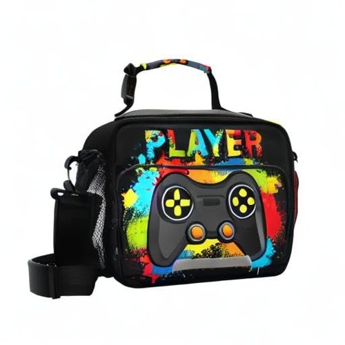 Glaphy Colorful Video Game Lunch Bag, Cooler Lunch Tote Box Insulated Lunch Bags Food Container for Boys Girls Kids