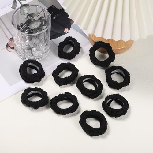 WantGor Hair Ties 10-Pack Black Elastic Ponytail Holders for Thick and Thin Hair
