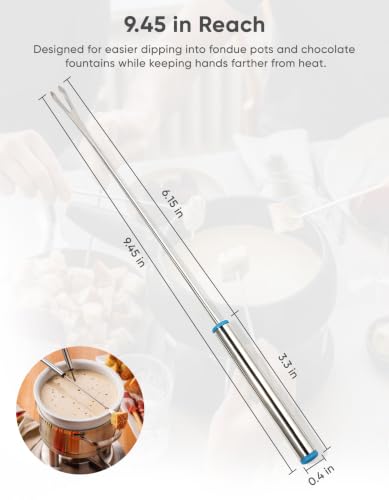 Fondue Forks Set of 3 - 9.45" Stainless Steel Skewers for Dipping