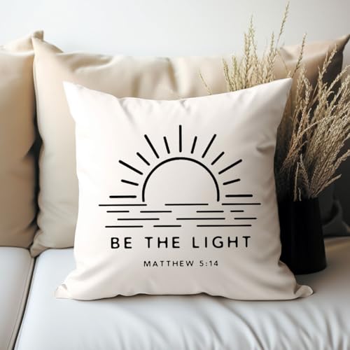 Be The Light 18x18 Decorative Throw Pillow Cover - Bible Verse Gift