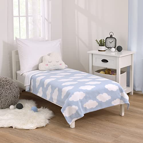 NoJo Toddler Cloud Blanket - Light Blue & White Super Soft Plush, 40x50 inches