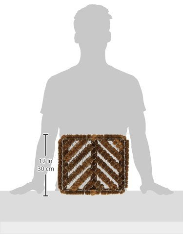 Rubber-Cal Herringbone Coir Boot Scraper Brush - 2.5x12x13 Inch, Tan