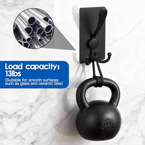 2 Pack XL Adhesive Hooks - 13lb Stainless Steel Towel Hooks