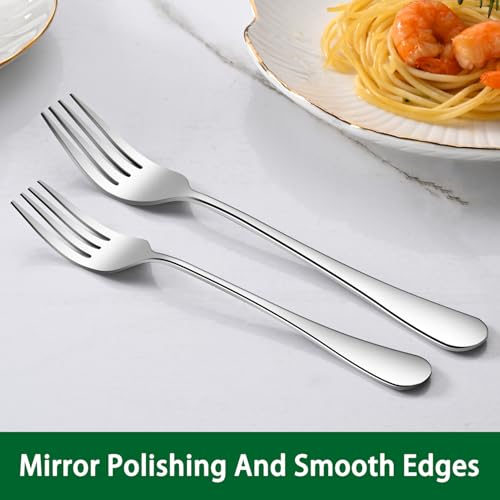 Dehov 8-Inch Stainless Steel Dinner Forks - Silver, Set of 8