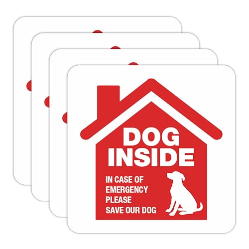 Durable Dog Inside Emergency Stickers - 4 Pack for Pet Safety