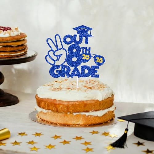 8th Grade Graduation Cake Topper - Glitter Hello High School