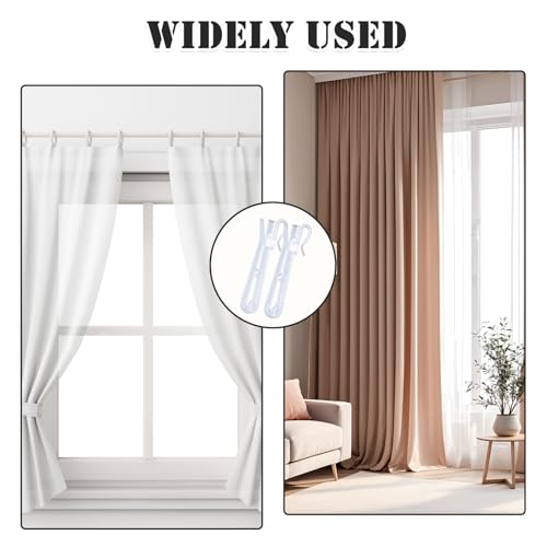 Paidiem 60 Pcs Adjustable Pinch Pleat Curtain Hooks - White Plastic Drapery Clips for Windows & Shower Curtains, Easy Install, Model 60