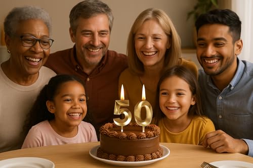 Elegant Gold 50th Birthday Candles – Premium Cake Decorations
