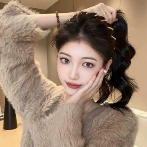 Black Pearl Headband Vintage High Cranium Non-Slip Hair Band