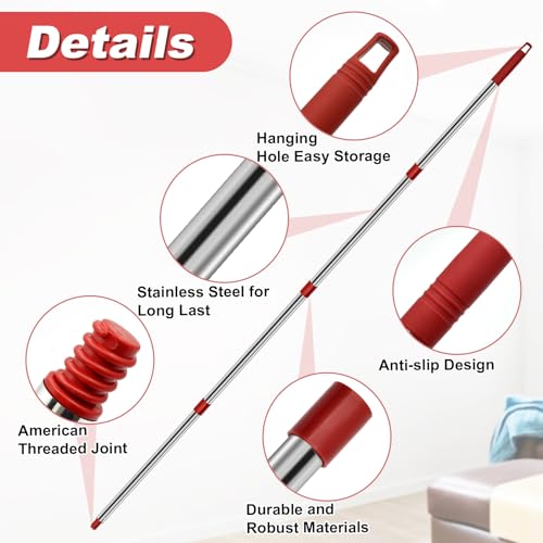 4-Section Adjustable Mop Handle for O Cedar Spin Mop - American Screw Joint