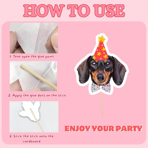24 PCS Dog Cupcake Toppers - Cute Puppy Birthday Cake Decorations