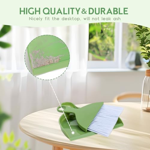 ThinkLearn 2PCS Green Mini Dust Pan and Brush Set for Easy Cleaning