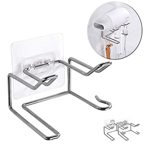 Hair Dryer Holder Wall Mount - 2 Pack Self-Adhesive Storage Rack