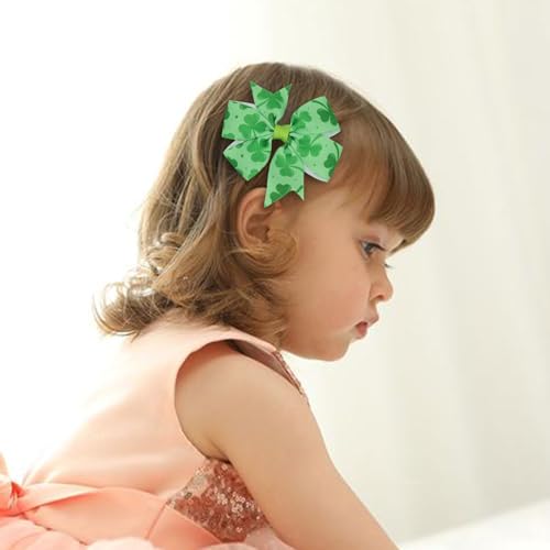 St. Patrick's Day Glitter Shamrock Hair Bow Clips 4-Pack