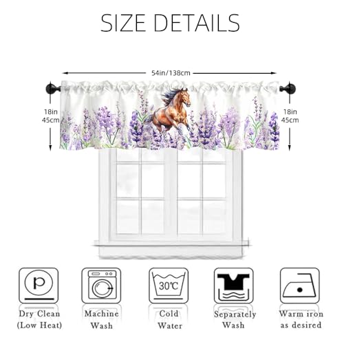 Lavender Flowers Valance Curtain 54x18 Inches for Kitchen & Bathroom