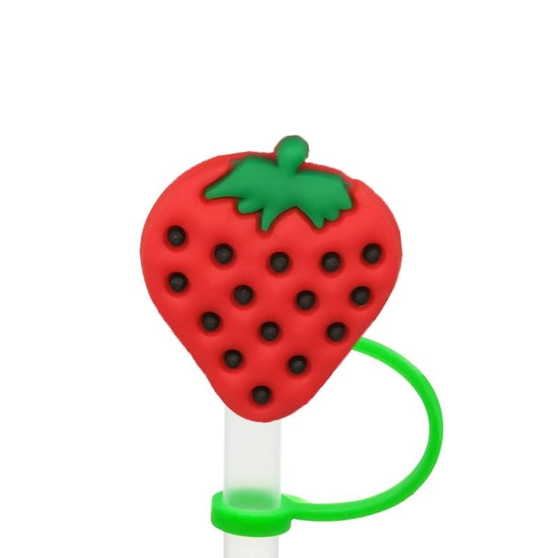 Cute Red Cherry Silicone Straw Cap - 8mm Dust-Proof Lid for Reusable Straws