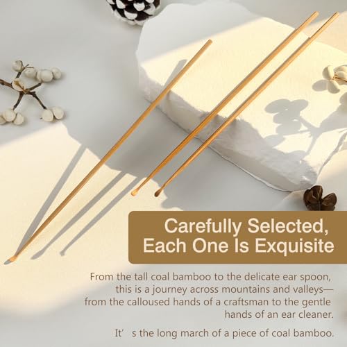 Zoolinn 3PCS Handcrafted Coal Bamboo Ear Spoon Wax Removal Tool