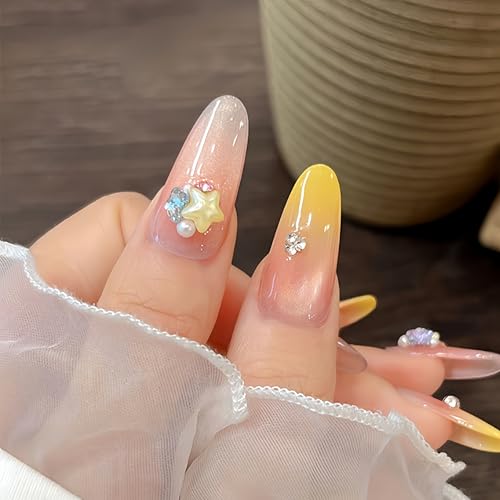 Tephrent 300Pcs 3D Star Nail Charms Aurora Resin Flatback Rhinestones