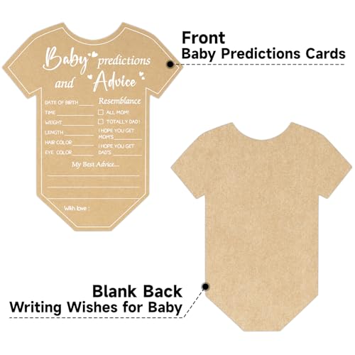 G2PLUS 50PCS Baby Shower Advice Cards - Onesie Predictions & Wishes