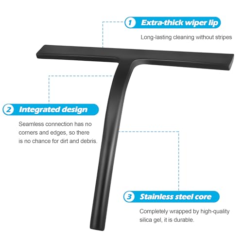 Silicone Shower Squeegee for Streak-Free Glass & Mirrors