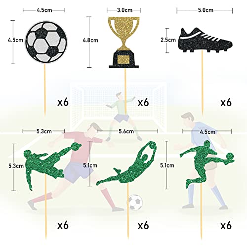 24 Soccer Cupcake Toppers for Football Party Decorations