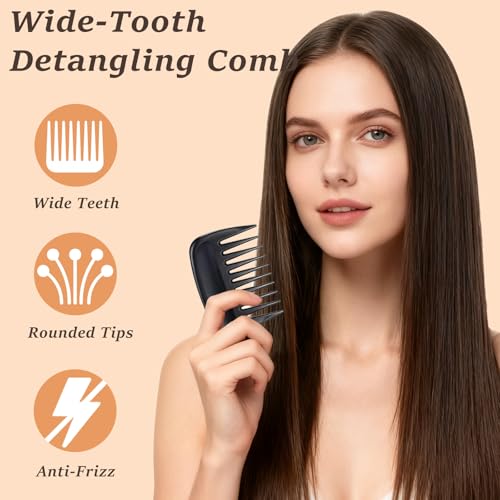 Attkryy 8-Pack Wide Tooth Detangler Combs Anti-Static Hair Combs