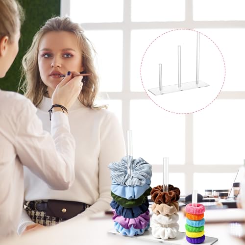 3-Tier Clear Acrylic Scrunchie Holder Stand & Hair Tie Organizer Tower