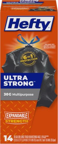 Hefty Strong 30 Gallon Large Black Trash Bags - 14 Count