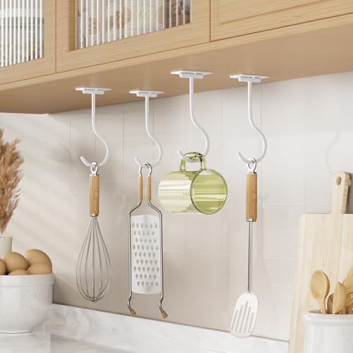 Foldable Banana Hook for Under Cabinet - Adhesive White Hanger (1 Pack)