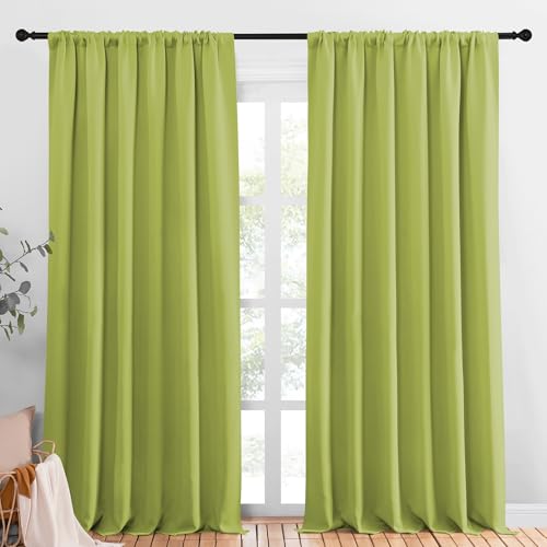 NICETOWN 2-Pack Blackout Curtains Fresh Green 70x95 Inches Thermal Insulated for Bedroom & Living Room