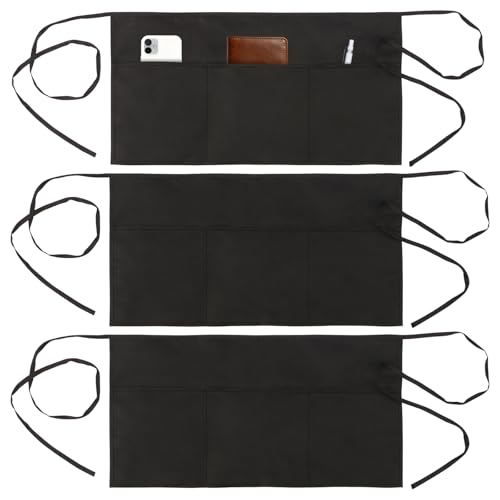 YELEGAI Multi-Pocket Restaurant Apron with Adjustable Straps
