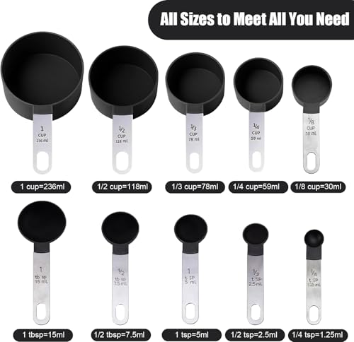 10-Piece Measuring Cups and Spoons Set for Cooking and Baking