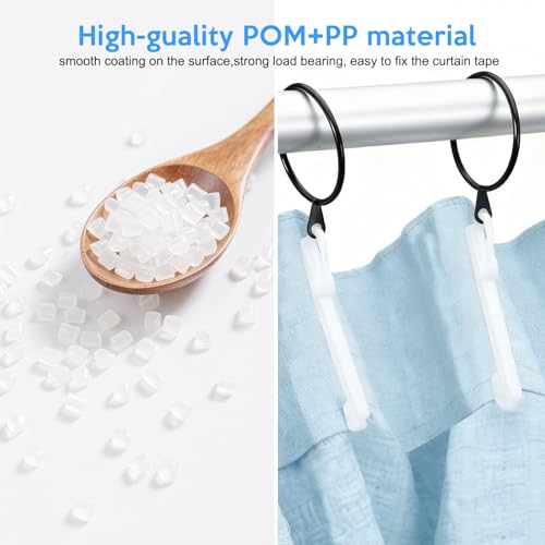 White 100 Pcs Plastic Curtain Hooks - Adjustable Pinch Pleat Shower & Window Hooks