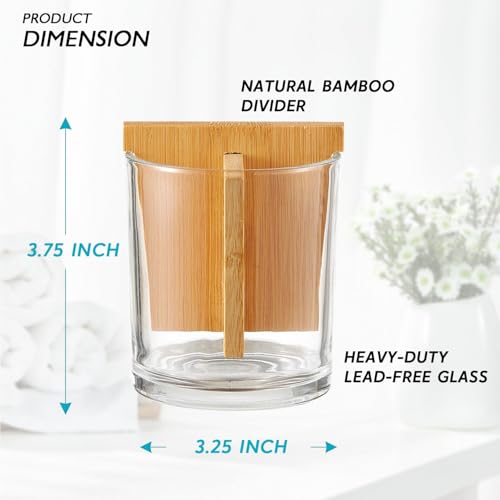 Glass Toothbrush Holder with Bamboo Divider - 3 Compartment Organizer