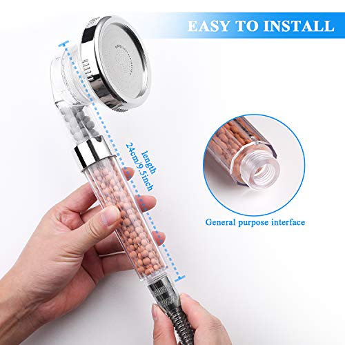 High Pressure Handheld Shower Head with Ionic Filter Beads - Transparent