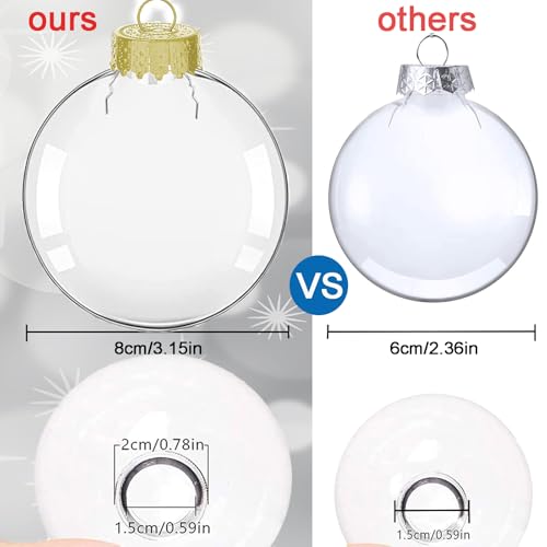 12PCS Clear Fillable Christmas Ornaments Balls for Crafts & Decorations