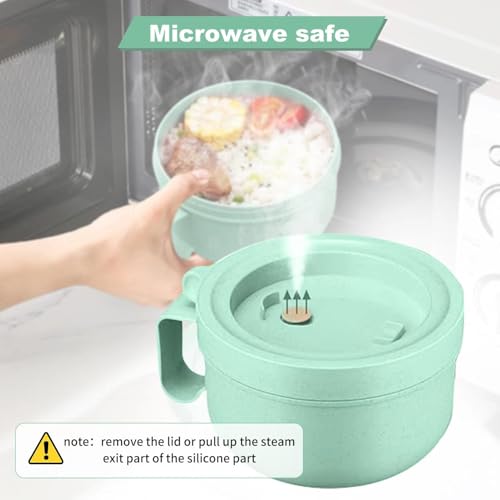 Rarapop 28.7oz Microwave Soup Bowl with Lid - Green Wheat Straw Noodle Mug