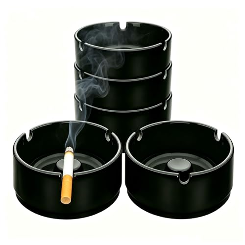 Durable Plastic Ashtray with Fast Extinguishing Column - 5 Pcs