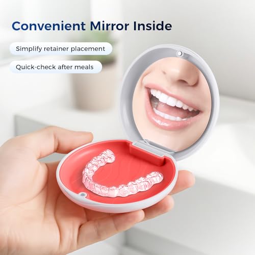 JMU Retainer Case with Mirror and Magnetic Closure, Slim Aligner Box