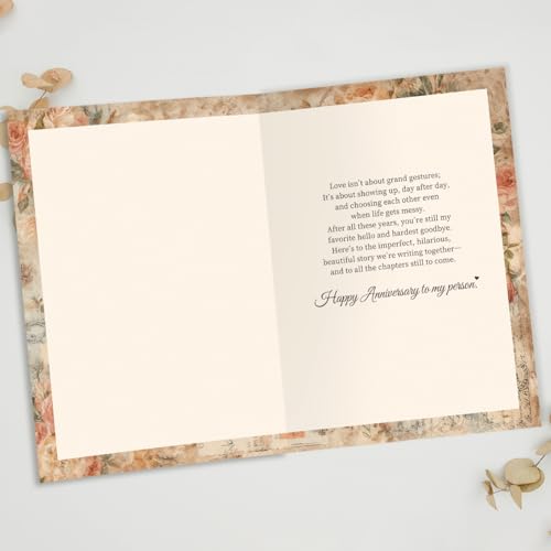 Romantic Anniversary Card for Husband - Vintage Floral Design