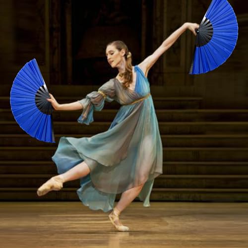 Blue 13-Inch Folding Fan for Line Dancing & Performances