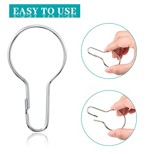 Queekay 60 Pcs Reusable Silver Shower Curtain Hooks - Gourd Design
