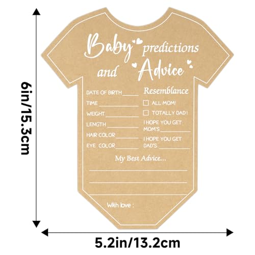 G2PLUS 50PCS Baby Shower Advice Cards - Onesie Predictions & Wishes