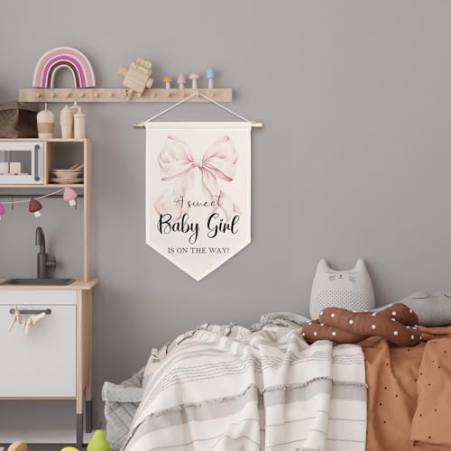ChissNook Baby Shower Canvas Banner - Sweet Baby Girl Party Decor