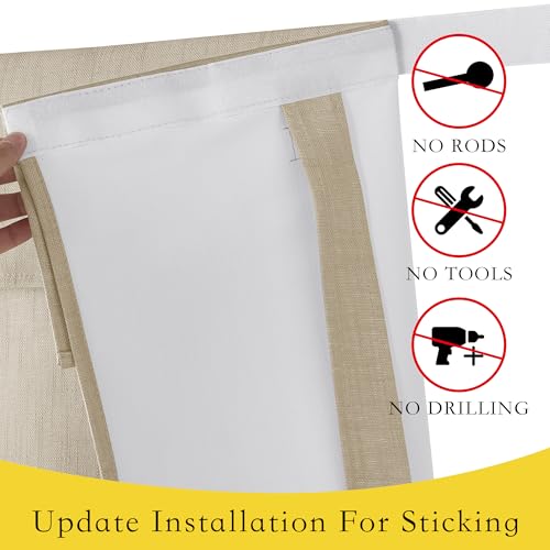 Linen Blackout Door Curtains - 26x72 Inches, Taupe, Insulated