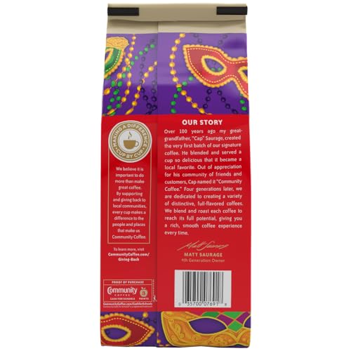 Community Coffee Mardi Gras King Cake Flavored Ground Coffee, 32 oz