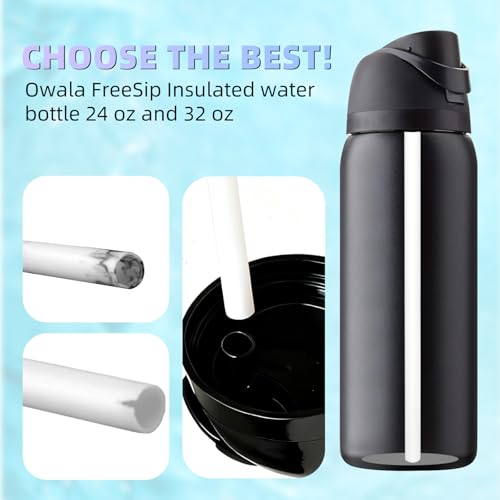 Replacement Straws for Owala Water Bottle 24oz 32oz, 6-Pack Reusable Plastic Straws with Cleaning Brush